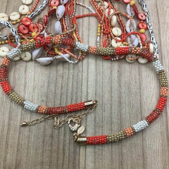 Chico's Novy Beaded Disc Warm Gold Tone Multi Strand Necklace - Picture 7 of 9